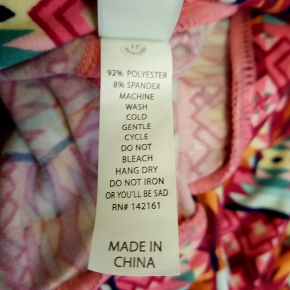 Lularoe Pink Aztec Leggings TC2 - Picture 6 of 8